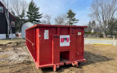 30 yard dumpster rental delivered to a construction project in Burlington, MA