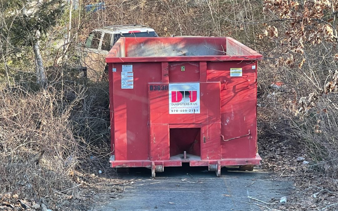 30 yard dumpster rental delivered to Topsfield, Ma for a garage cleanout