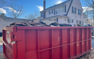 15 yard dumpster rental in Methuen, MA used for a flooring and carpet removal job.