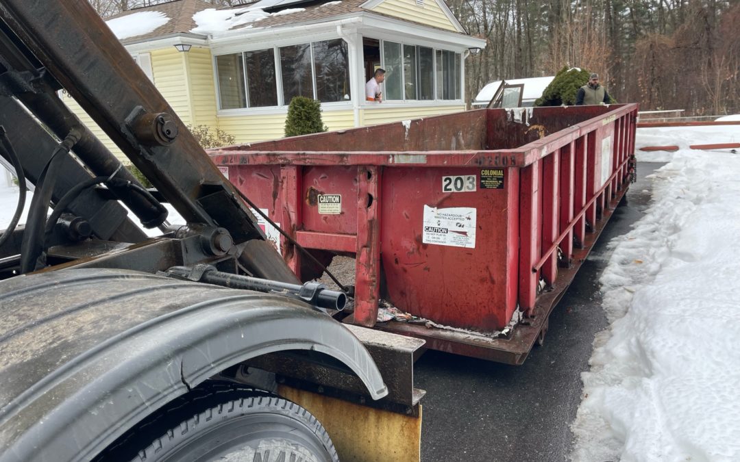 20 yard dumpster rental in Westford, MA for an interior home renovation project.